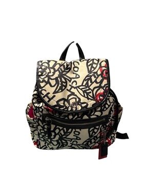 Coach Poppy Graffiti Floral Print Backpack Black White Pink F16582